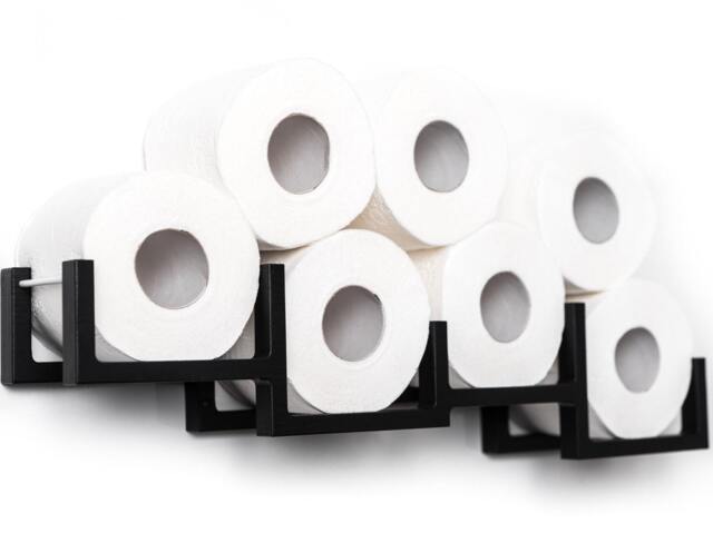 Toilet Paper Holder Wall Mounted Wooden Toilet Shelf For Rolls Bricks - image 1