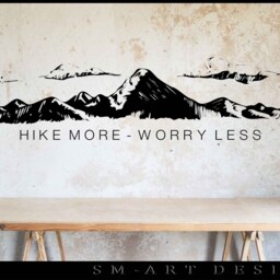Hike More Worry Less Decal - Mountain Vinyl Wall Art - thumbnail 2