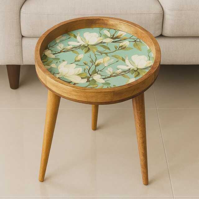 Handmade Whitehaven Floral Modern Artisan Vintage Style Accent Table - image 1