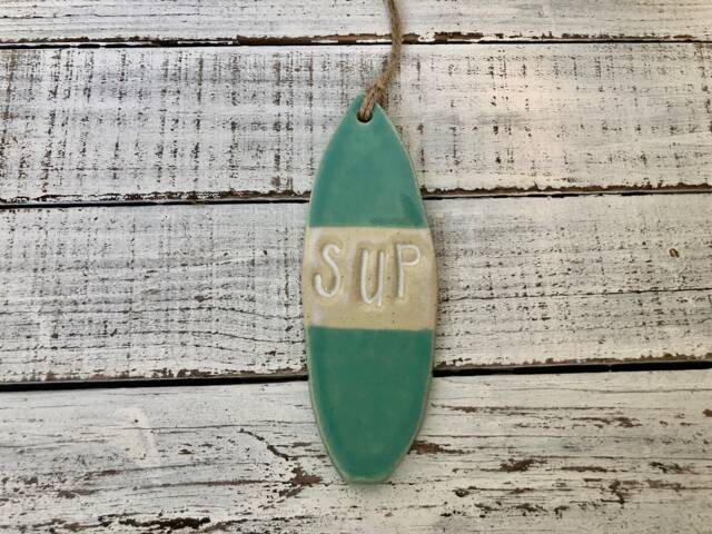 Ceramic Surfboard - Ornament Wall Hanging- Holiday- Christmas Tree- Decoration- Decor- Surf Art- Surfing Gift- Surfer-Sup- Paddle Board - image 1