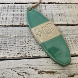 Ceramic Surfboard - Ornament Wall Hanging- Holiday- Christmas Tree- Decoration- Decor- Surf Art- Surfing Gift- Surfer-Sup- Paddle Board - thumbnail 2