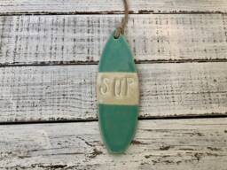 Ceramic Surfboard - Ornament Wall Hanging- Holiday- Christmas Tree- Decoration- Decor- Surf Art- Surfing Gift- Surfer-Sup- Paddle Board