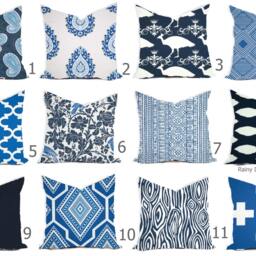Pillow Cover Throw Accent Decor - Custom All Sizes 16x16, 18x18 Blue Cobalt Navy Aqua Modern Geo World Market - thumbnail 2