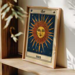 The Sun Tarot Card Print, Mystical Celestial Sunshine Art, Fun Alternative Card, Vintage Style Illustration, Home Spiritual Poster - thumbnail 2