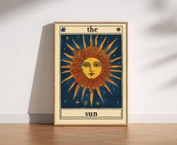 The Sun Tarot Card Print, Mystical Celestial Sunshine Art, Fun Alternative Card, Vintage Style Illustration, Home Spiritual Poster - thumbnail 1