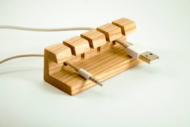 Wooden Cord & Cable Organizer For Laptop Computer Mac Quirky Usb Clip It Modern Holder Charger Desk Men Woman - image 1
