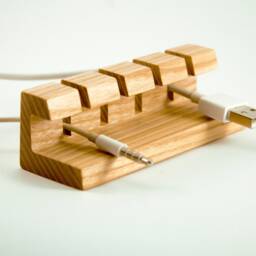 Wooden Cord & Cable Organizer For Laptop Computer Mac Quirky Usb Clip It Modern Holder Charger Desk Men Woman - thumbnail 4