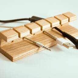 Wooden Cord & Cable Organizer For Laptop Computer Mac Quirky Usb Clip It Modern Holder Charger Desk Men Woman - thumbnail 3