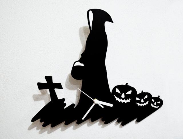 Halloween Ghost On Grave With Pumpkins - Wall Clock - image 1