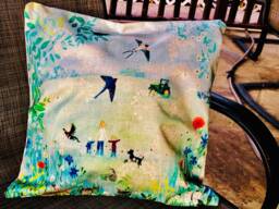 Spring Scenery Burlap Decorative Pillow Cover - thumbnail 1