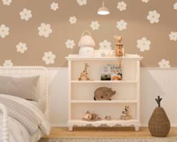 Daisy Wall Decals - Beige Flower Stickers, Neutral Floral Nursery Decor, Reusable & Removable Stickers - thumbnail 1