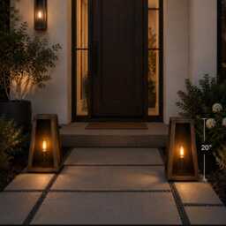 Handmade Brass Outdoor Wall Light - Tapered Lantern Style With Fiberglass Front Panel Exterior Porch & Entryway Sconce Garden - thumbnail 2