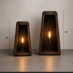 Handmade Brass Outdoor Wall Light - Tapered Lantern Style With Fiberglass Front Panel Exterior Porch & Entryway Sconce Garden - thumbnail 3
