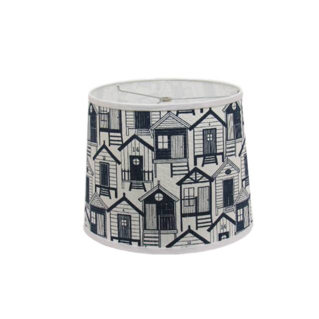 Navy Beach House Print Drum Lamp Shade - Spider Washer Fitter - image 1