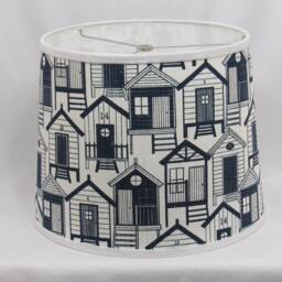 Navy Beach House Print Drum Lamp Shade - Spider Washer Fitter - thumbnail 2