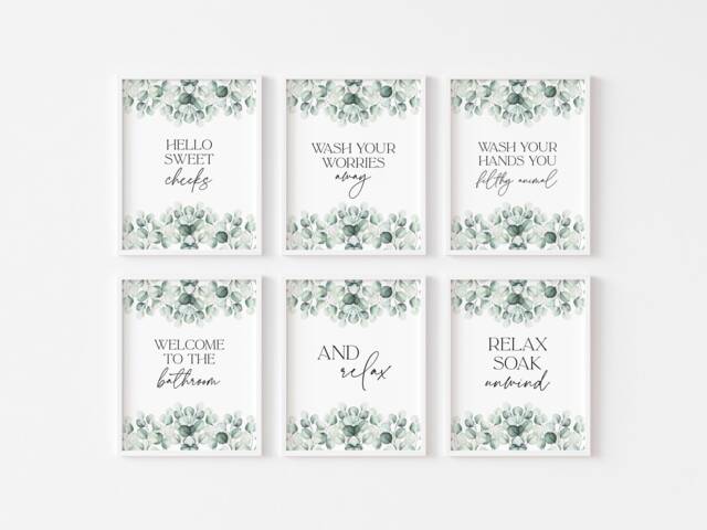 Bathroom Prints - Print Eucalyptus Botanical Wall Art Decor Watercolour Plant Home - image 1