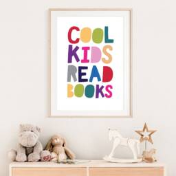 Cool Kids Read Books, Reading Corner Print, Nursery Wall Art, Let's Playroom Prints, Book Nook, Rainbow - thumbnail 2