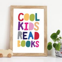 Cool Kids Read Books, Reading Corner Print, Nursery Wall Art, Let's Playroom Prints, Book Nook, Rainbow - thumbnail 1