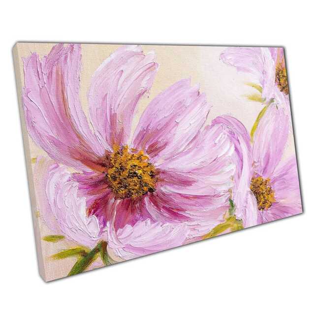 Elegant Pink Cosmos Floral Canvas Print Serene Wall Art For Home & Office Interior Decor - image 1