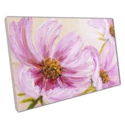 Elegant Pink Cosmos Floral Canvas Print Serene Wall Art For Home & Office Interior Decor - thumbnail 1