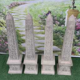 Stone Garden Large Set Of 4 Egyptian Pillar Cap Pier Statue Ornaments - thumbnail 4