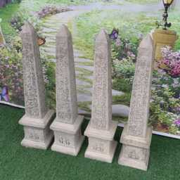Stone Garden Large Set Of 4 Egyptian Pillar Cap Pier Statue Ornaments - thumbnail 2