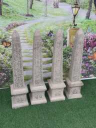 Stone Garden Large Set Of 4 Egyptian Pillar Cap Pier Statue Ornaments - thumbnail 1