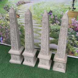 Stone Garden Large Set Of 4 Egyptian Pillar Cap Pier Statue Ornaments - thumbnail 3