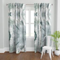 Marble Curtain Panel - Abstract Swirls Watercolor Paint Modern Custom Vivart_New_Marble_Teal_Marie By Vivsfabulousmess - thumbnail 2