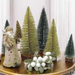 Glittery Gold Mini Christmas Tree Holiday Display - 6/8 Inch - thumbnail 3