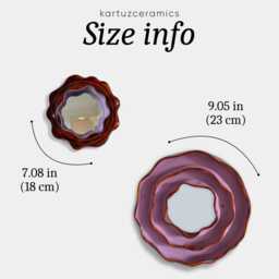 Set Of 2 Ceramic Mirrors, Flower Wall Funky Art, Mirror Decor For Bathroom - thumbnail 3