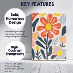 Retro Orange Flower & Pastel Blossom Folk Art Composition Canvas Wall Print Decor Picture Ready To Hang - thumbnail 2