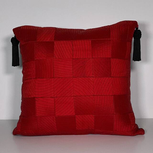 "Red Silk Chinese Lantern Pillow, 16""x16" - image 1