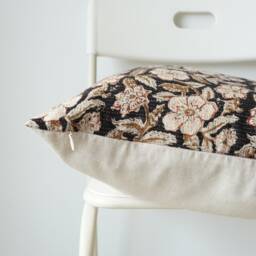 "Block Print Pillow Cover Floral Batik, Natural Dyed - 20"" X 20" - thumbnail 3