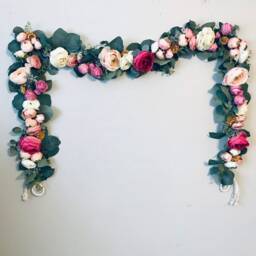 Peony Floral Garland, Magenta Pink Flower Wall Hanging - thumbnail 2