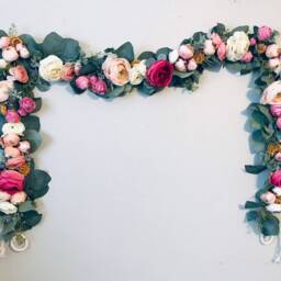 Peony Floral Garland, Magenta Pink Flower Wall Hanging - thumbnail 4