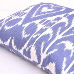Blue Violet Ikat Pillow Cover, Handmade Cotton Cushion - 20x20 In - thumbnail 2