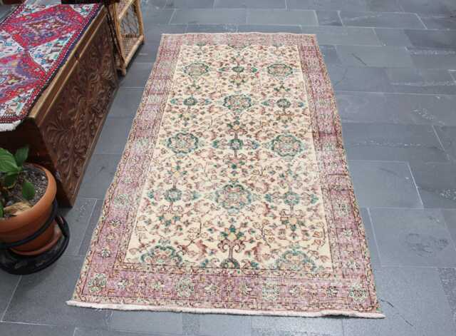 Turkish Kilim Rug, Small Area Red Doormat Anatolian Handknotted 3.7 X 7.1 Ft Mb14006