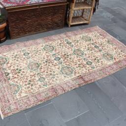 Turkish Kilim Rug, Small Area Red Doormat Anatolian Handknotted 3.7 X 7.1 Ft Mb14006 - thumbnail 2