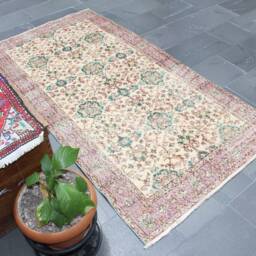 Turkish Kilim Rug, Small Area Red Doormat Anatolian Handknotted 3.7 X 7.1 Ft Mb14006 - thumbnail 3