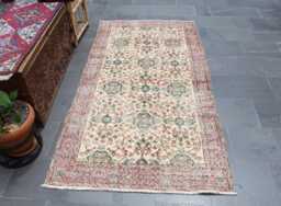 Turkish Kilim Rug, Small Area Red Doormat Anatolian Handknotted 3.7 X 7.1 Ft Mb14006 - thumbnail 1