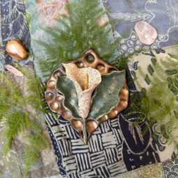 Peace Lily Sculpture Unique Hand Sculpted Ceramic Wall Hanging 3-D Landscape With Peace & Textured Frame - thumbnail 2