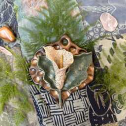 Peace Lily Sculpture Unique Hand Sculpted Ceramic Wall Hanging 3-D Landscape With Peace & Textured Frame - thumbnail 4