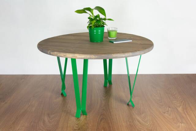 Metal Table Legs, Coffee End Steel Round Dark Green Gloss Color - image 1