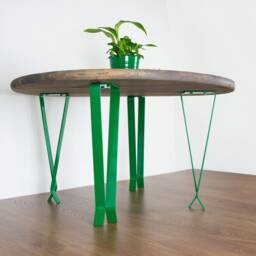 Metal Table Legs, Coffee End Steel Round Dark Green Gloss Color - thumbnail 2