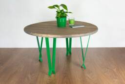 Metal Table Legs, Coffee End Steel Round Dark Green Gloss Color - thumbnail 1