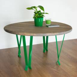 Metal Table Legs, Coffee End Steel Round Dark Green Gloss Color - thumbnail 3