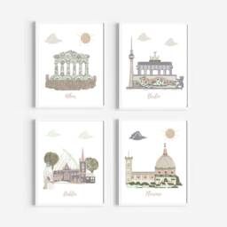 Travel Theme Nursery Art City Prints Set Of 4 - thumbnail 2