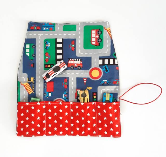 Car Play Mat, Road Circuit Children's Car Storage Pouch, Foldable Travel Toy, Firefighter Mat - image 1