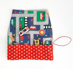 Car Play Mat, Road Circuit Children's Car Storage Pouch, Foldable Travel Toy, Firefighter Mat - thumbnail 1